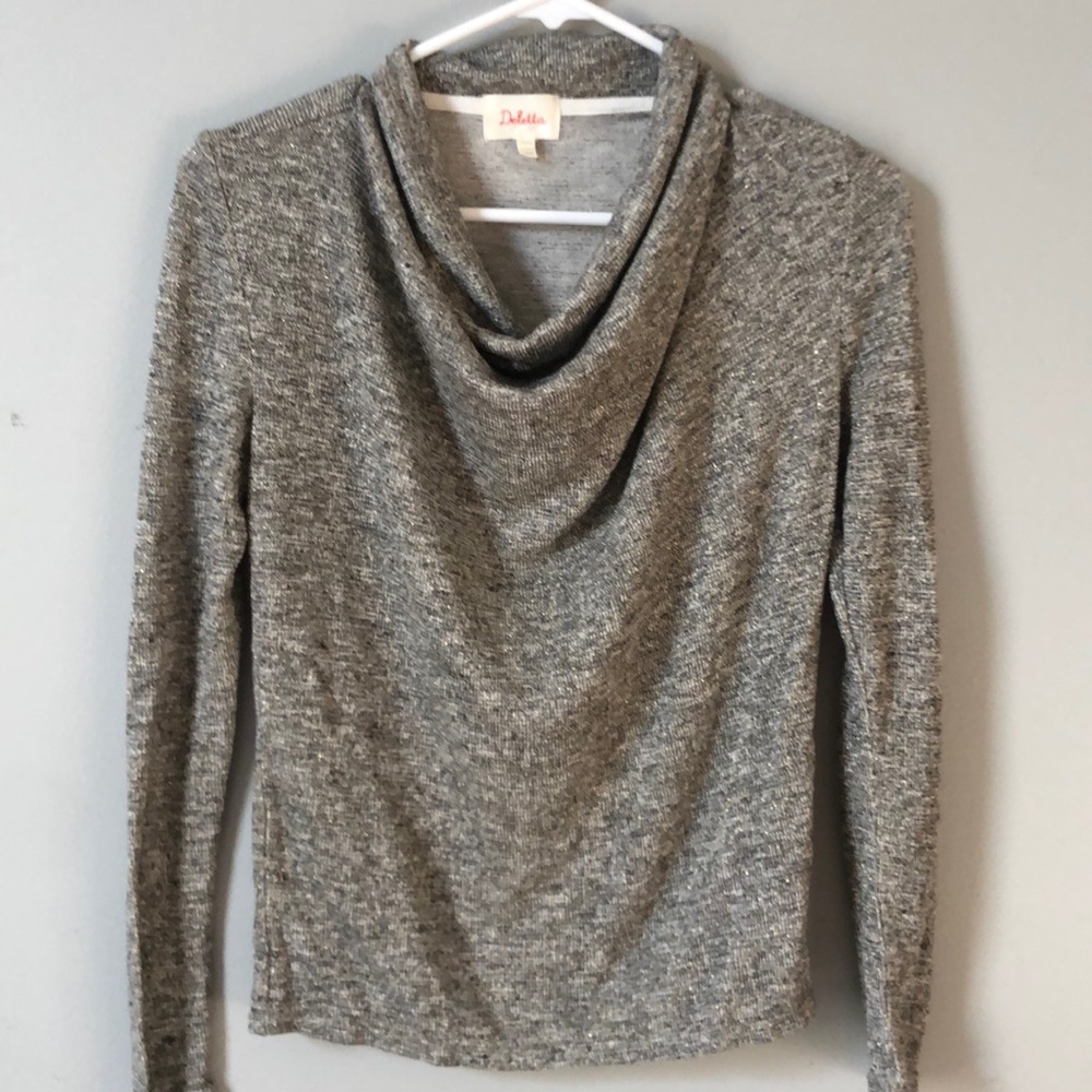 Anthropologie Deletta sweater with cowl neck and gold shimmer